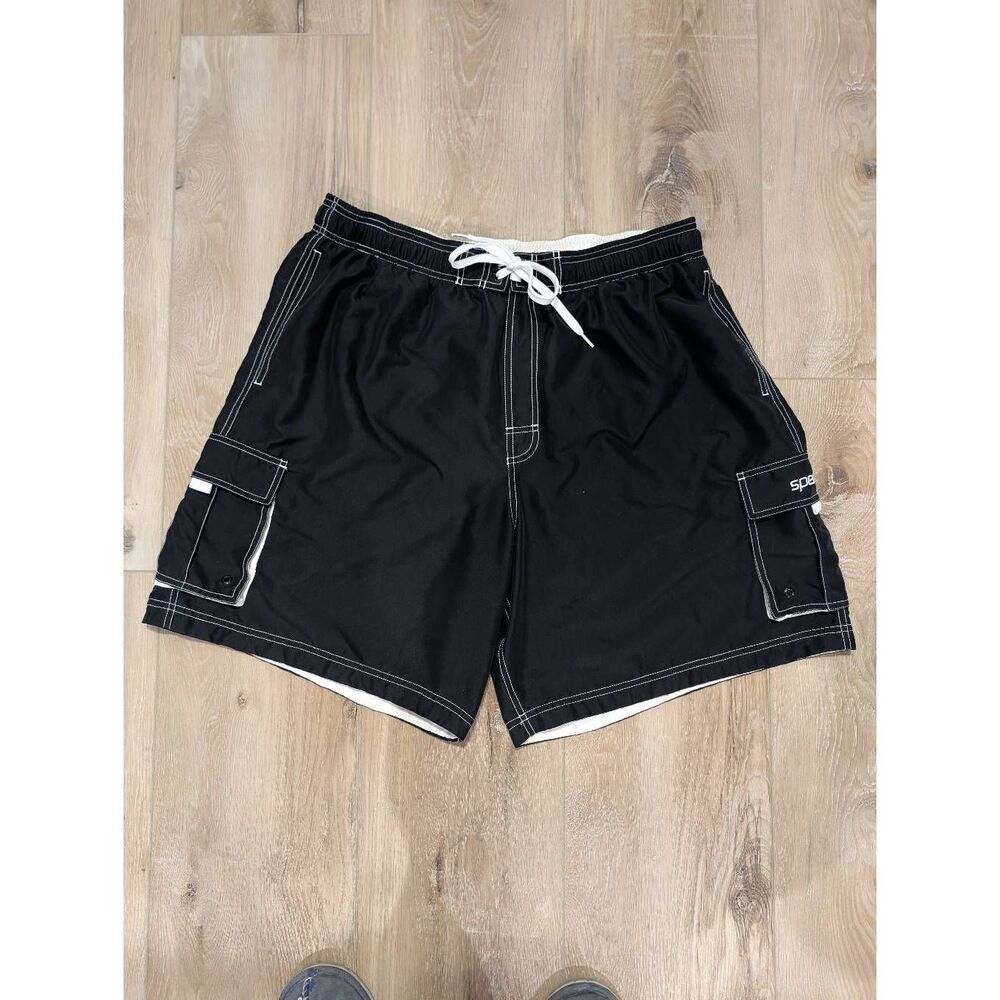 Speedo Men's Marina Volley Swim Trunk Black Cargo Pockets Sz XXL EUC - Picture 5 of 16